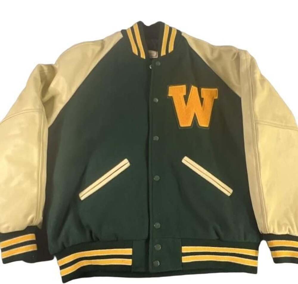 Maverick Award Co Varsity Letterman Jacket Size M Green Gold Wool Leather W